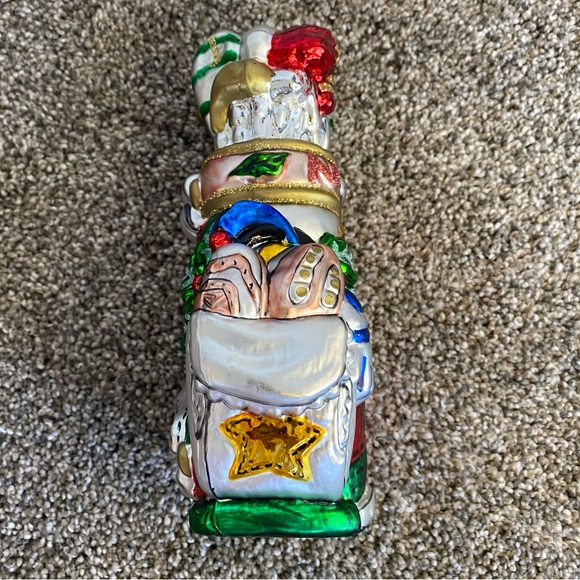 Large Hand Blown Glass Golf Bag Christmas Tree Ornament Crystals Golfer Noel - Picture 6 of 9